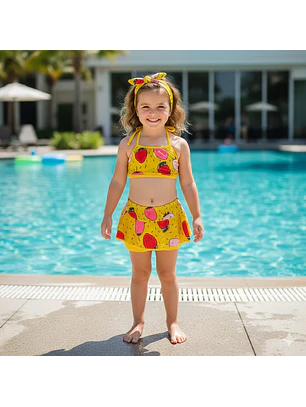 Traje de Baño para Niñas Amarillo con Top y Short