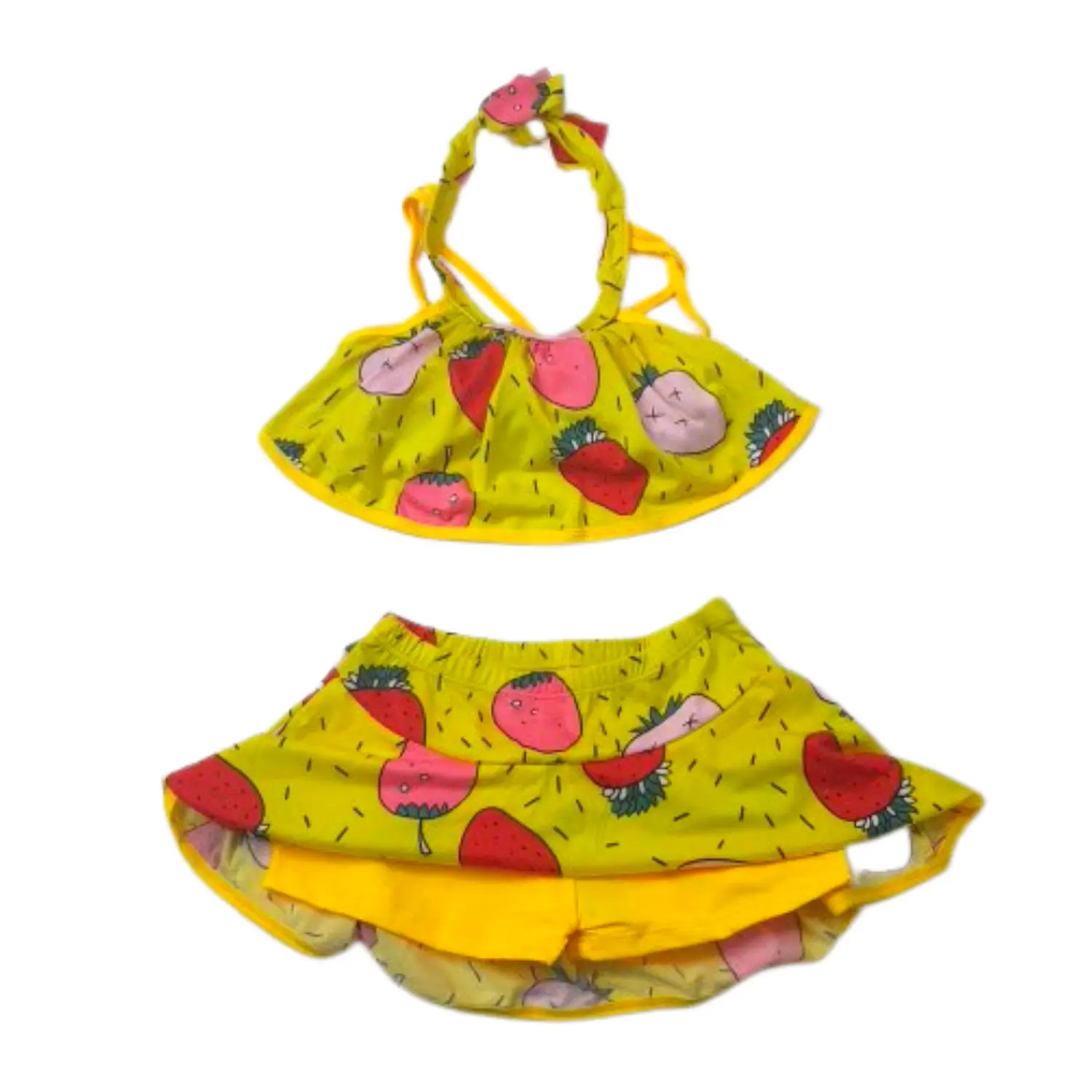 Traje de Baño para Niñas Amarillo con Top y Short 4