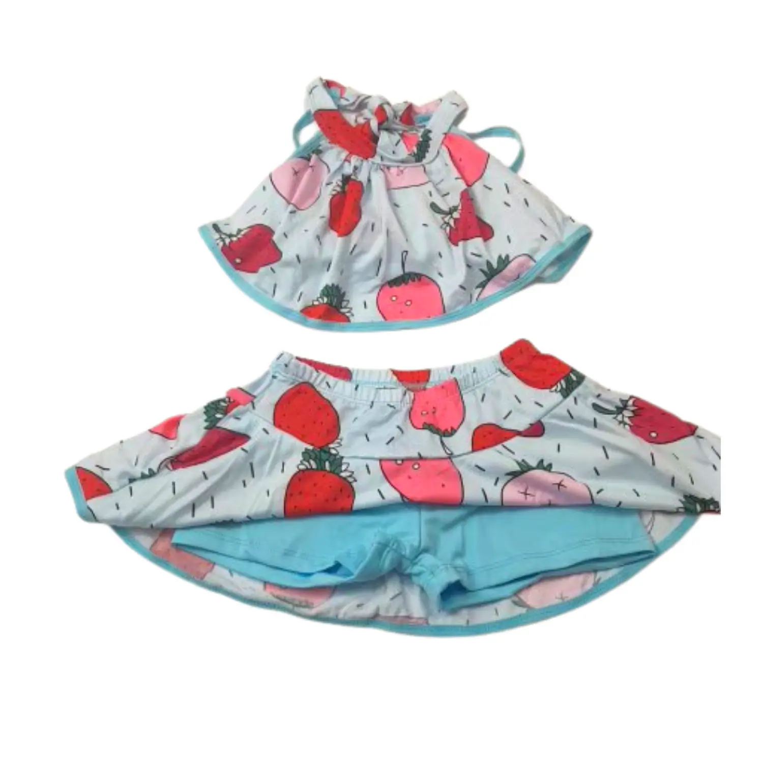 Traje de Baño Niña 2 Piezas Azul con Short y Falda M 2
