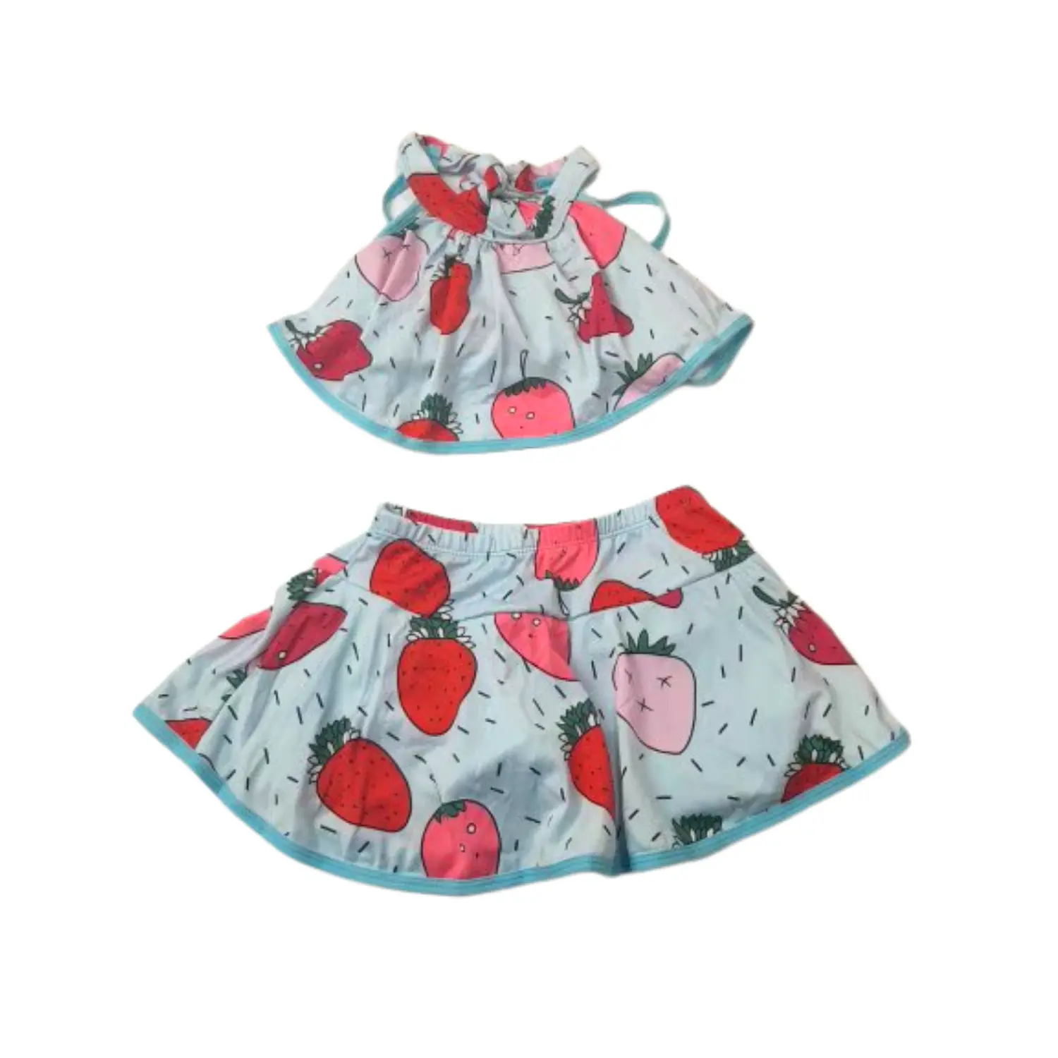 Traje de Baño Niña 2 Piezas Azul con Short y Falda M 4