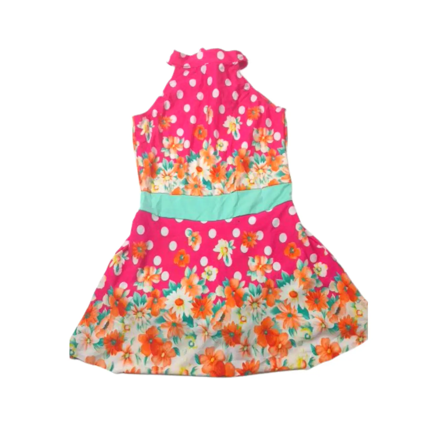 Traje de Baño Infantil Vestido Rosa Floral con Short Talla L 3