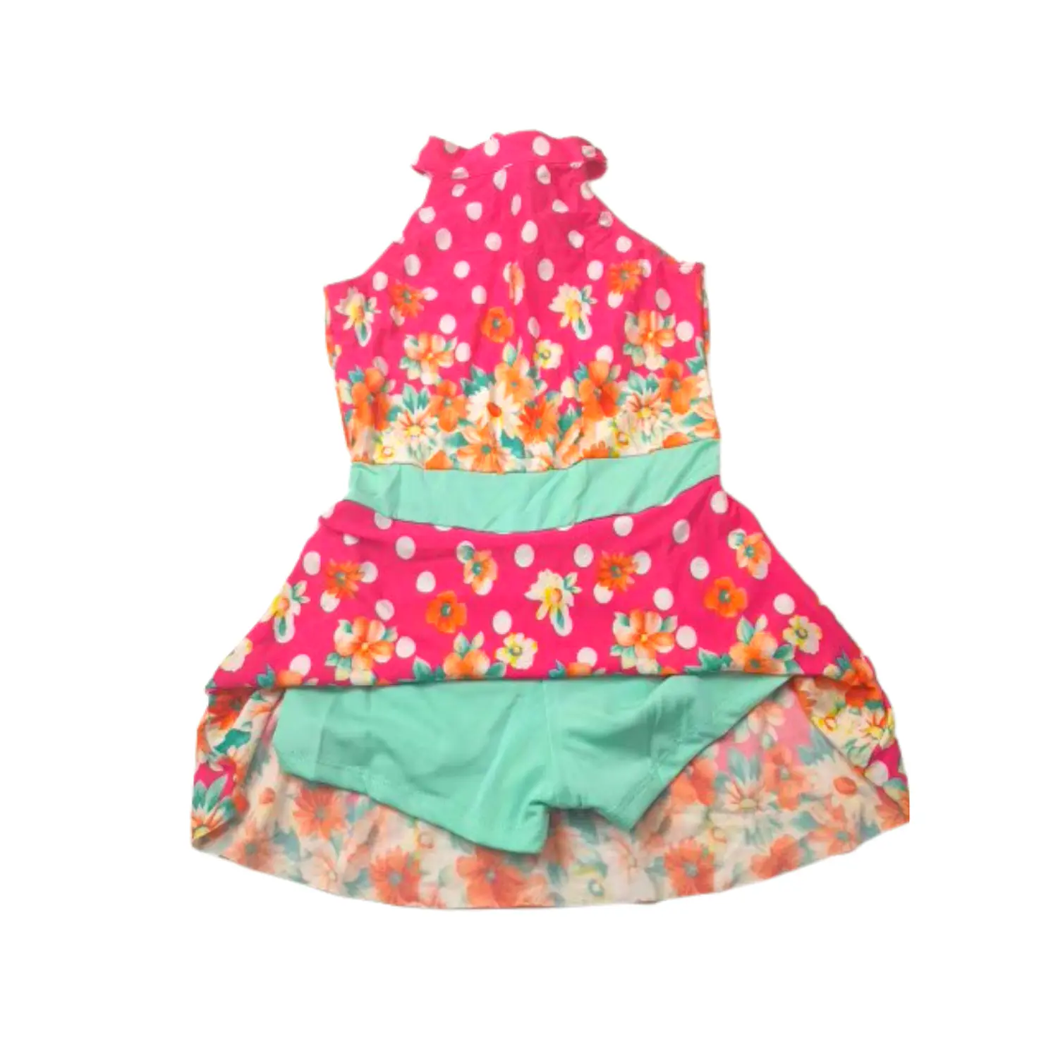 Traje de Baño Infantil Vestido Rosa Floral con Short Talla L 5