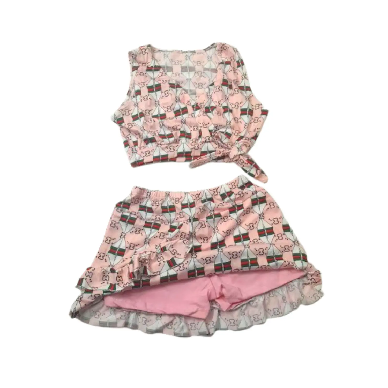 Traje de Baño para Niñas 2 Piezas con Short Rosado 2
