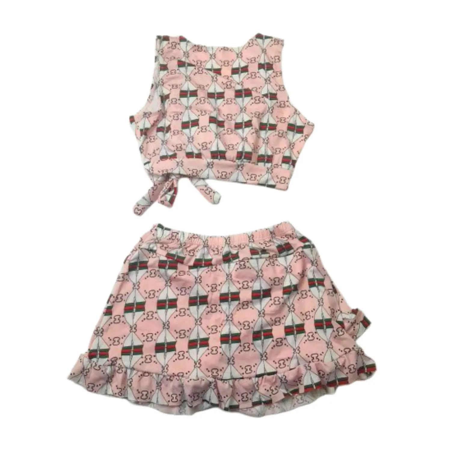 Traje de Baño para Niñas 2 Piezas con Short Rosado 4