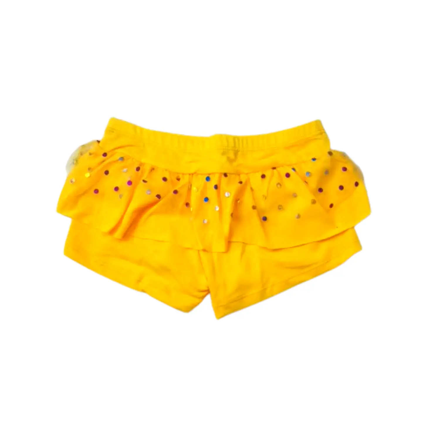 Traje de Baño para Niñas Amarillo con Short y Volantes 5