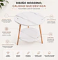 Mesa de Centro Nórdica de Dos Niveles con Efecto Mármol Blanco y Patas de Madera - Miniatura 3