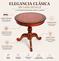 Mesa Lateral Redonda de Madera Caoba con Bordes Trenzados - Miniatura 2