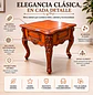 Mesa Lateral Cuadrada de Madera Tallada Clásica con Cajón Decorativo - Miniatura 3
