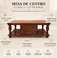 Mesa de Centro Clásica de Madera con Cajones y Estante Inferior - Miniatura 2