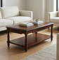Mesa de Centro Clásica de Madera con Repisa Inferior para Living - Miniatura 4