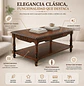 Mesa de Centro Clásica de Madera con Repisa Inferior para Living - Miniatura 2
