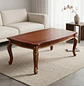 Mesa de Centro Clásica de Madera con Detalles Dorados para Living - Miniatura 1