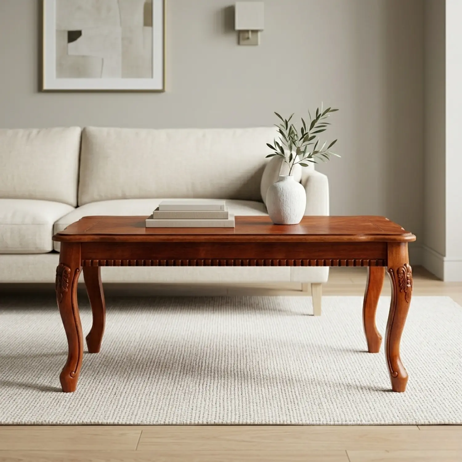 Mesa de Centro Clásica de Madera Tallada para Living y Sala de Estar 3