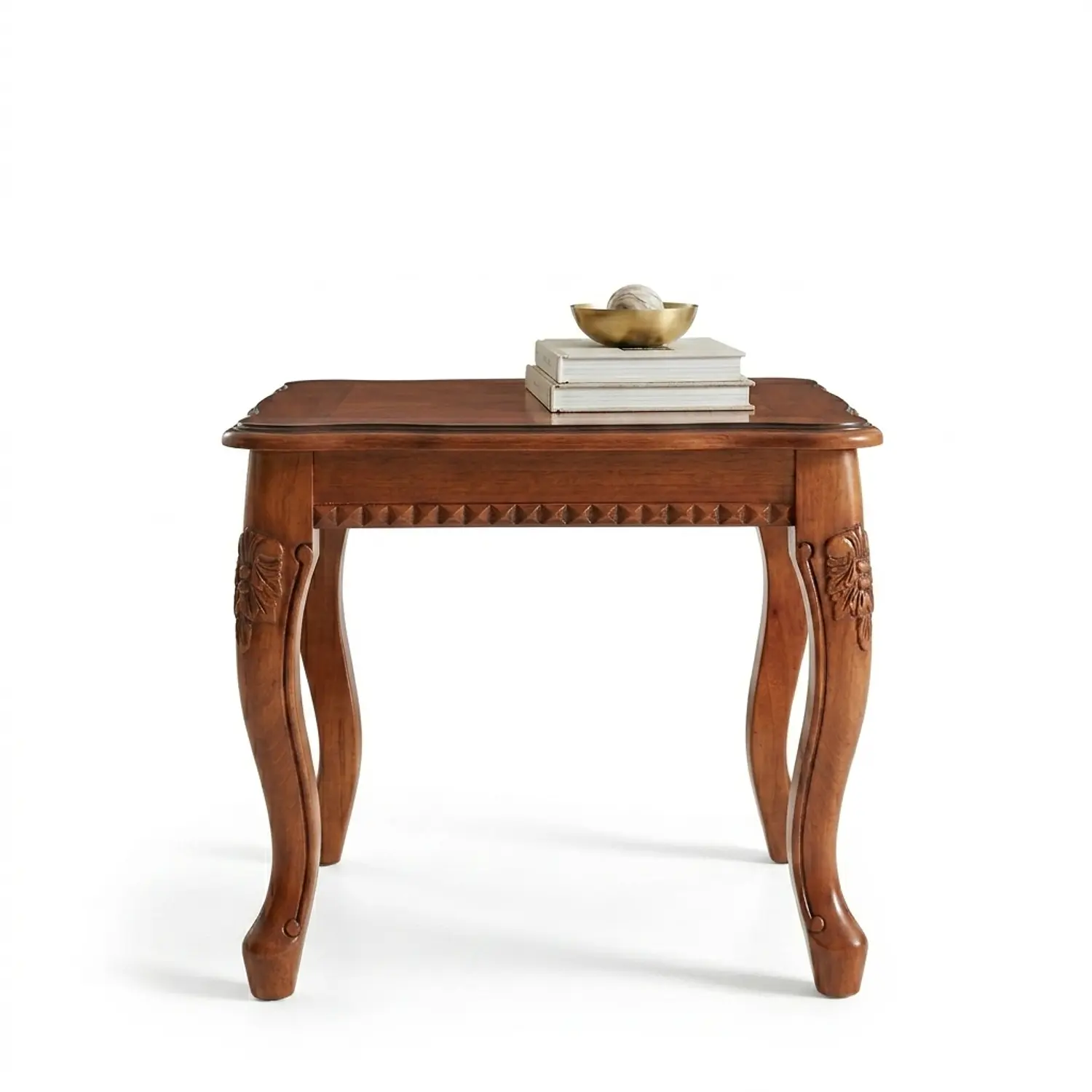 Mesa de Centro Cuadrada Clásica de Madera Tallada para Living y Sala 4