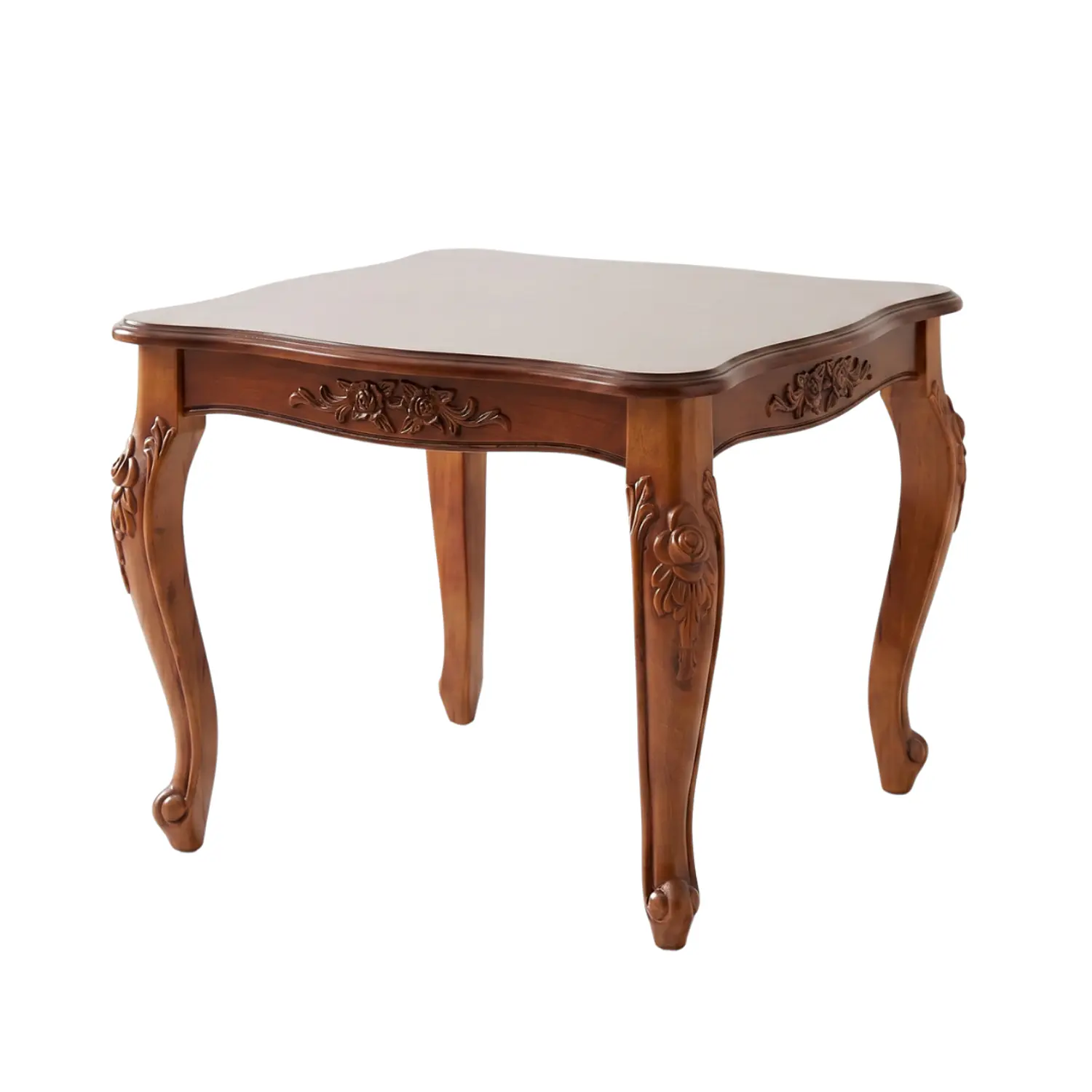 Mesa de Centro Cuadrada Clásica de Madera Tallada para Living y Sala 3