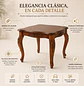 Mesa de Centro Cuadrada Clásica de Madera Tallada para Living y Sala - Miniatura 2