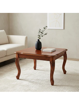 Mesa de Centro Cuadrada Clásica de Madera Tallada para Living y Sala