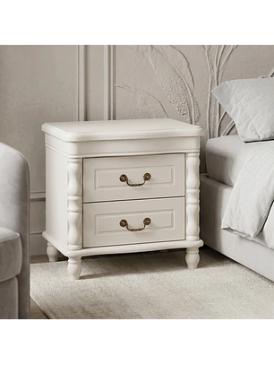 Velador Blanco Clásico 2 Gavetas para Dormitorio