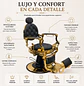 Sillón Barbero Gold Negro Reclinable en Eco Cuero para Barbería Premium - Miniatura 2
