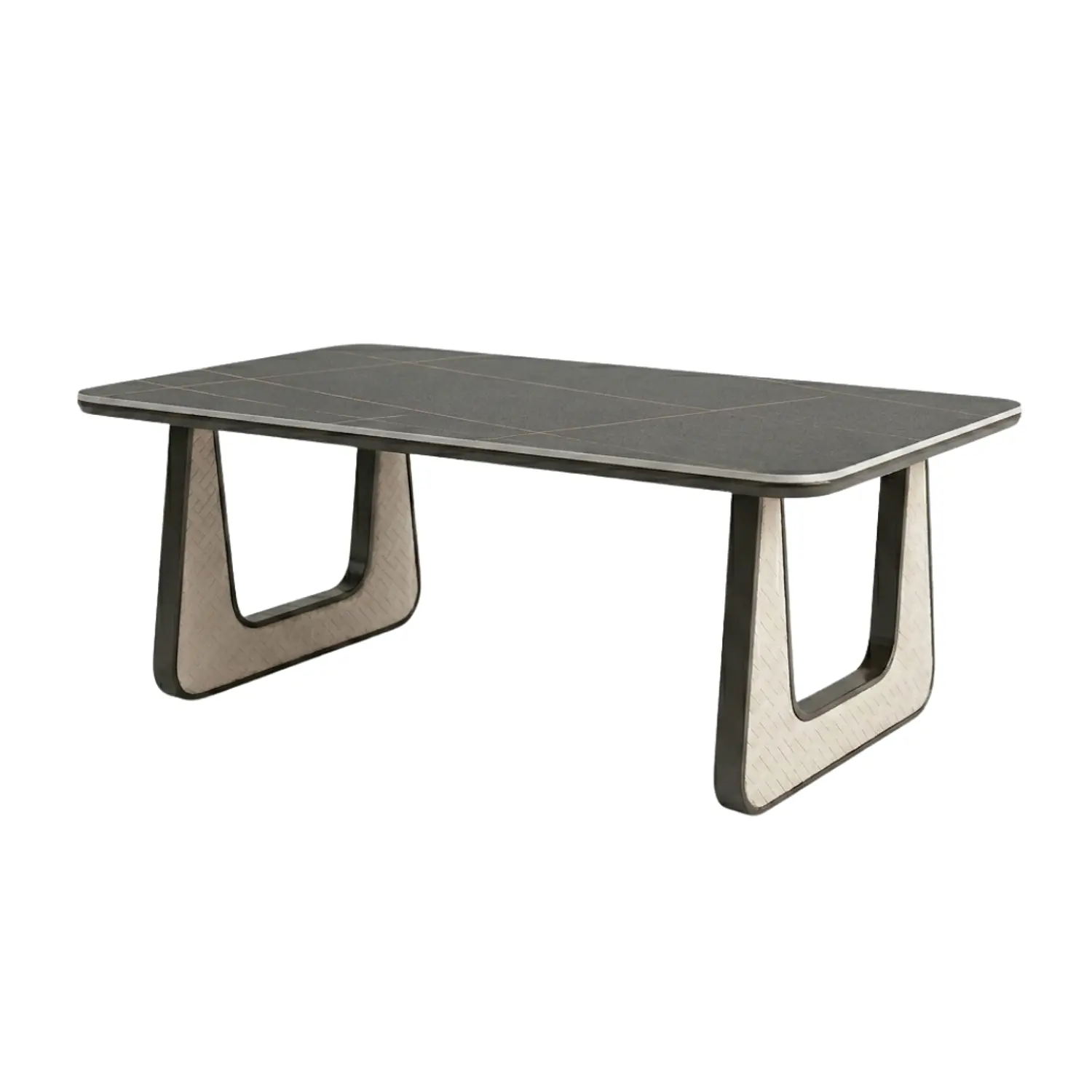 Mesa de Centro Moderna Piedra Sintetizada y Base Metálica 4