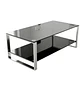 Mesa de Centro Moderna 2 Niveles Vidrio y Base Metálica - Miniatura 3