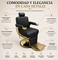 Sillón de Barbería Profesional Negro y Dorado Hidráulico con Reposapiés Imperial Gold Pro - Miniatura 3