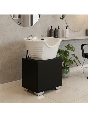 Lavapelo Compacto de Cerámica con Base Negra para Peluquería