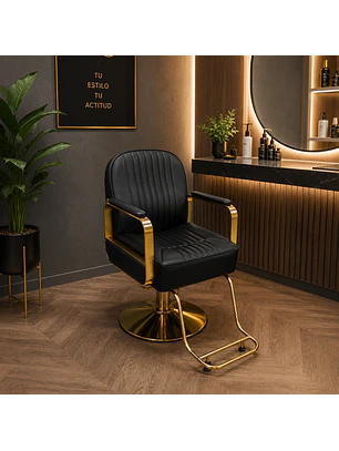 Sillón de Peluquería Ávila Eco Cuero Apoyapiés Dorado