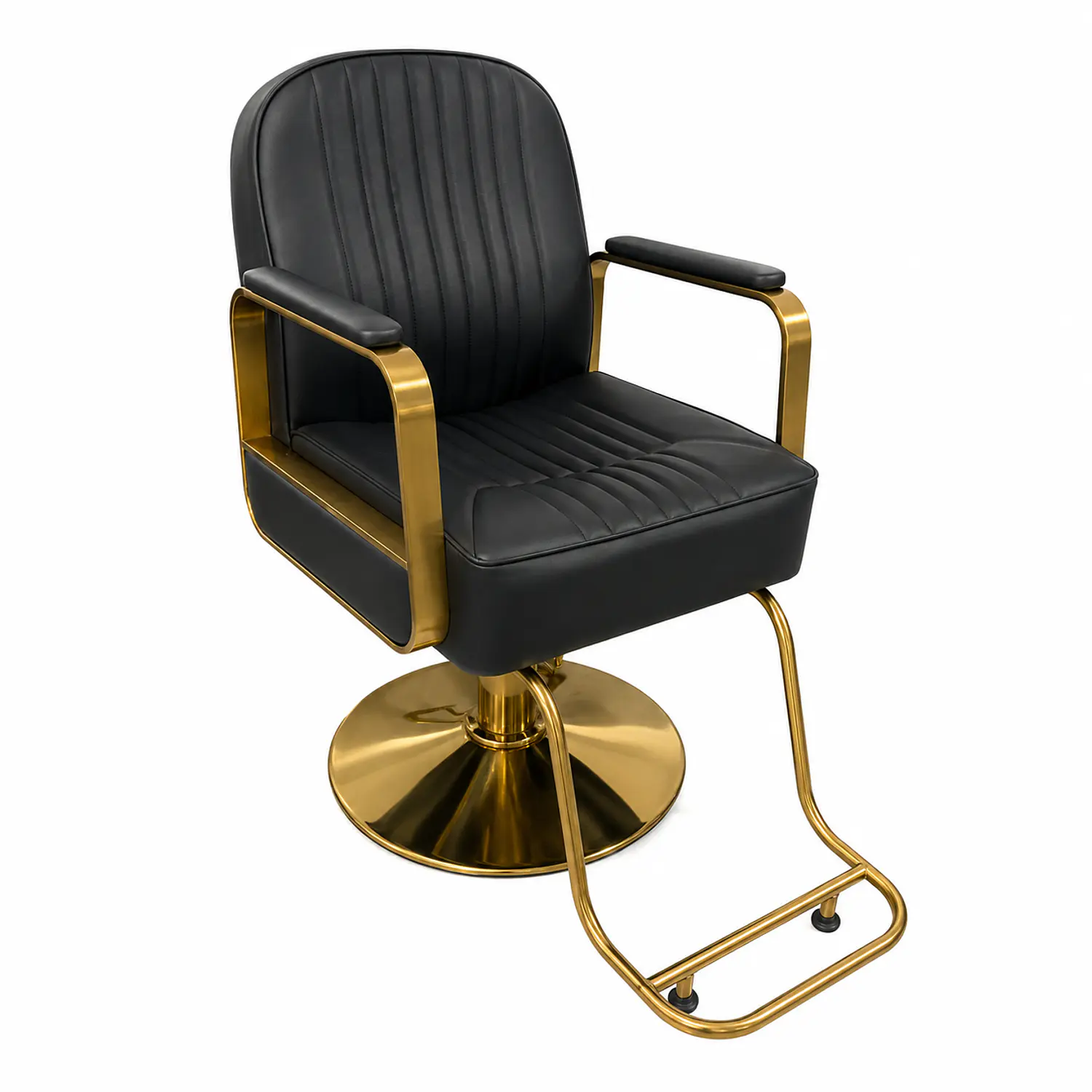 Sillón de Peluquería en Eco Cuero con Apoya Pies Dorado 11