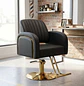 Sillón de Barbería Profesional Hidráulico Negro con Base Dorada - Miniatura 1