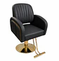 Sillón de Barbería Profesional Hidráulico Negro con Base Dorada - Miniatura 3
