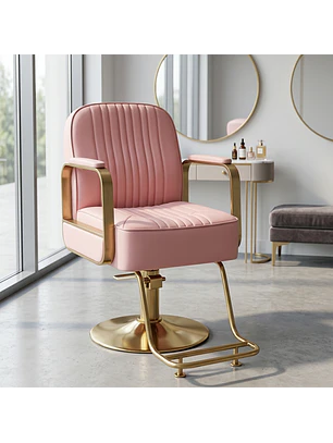 Sillón de Peluquería en Eco Cuero con Apoya Pies Dorado