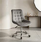 Silla Capitoné Top Oficina en Felpa con Base Cromada y Ruedas - Miniatura 1