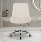 Silla Capitoné Top Oficina en Felpa con Base Cromada y Ruedas - Miniatura 8