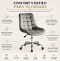 Silla Capitoné Top Oficina en Felpa con Base Cromada y Ruedas - Miniatura 3