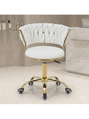 Silla Manicure Profesional Giratoria en Velvet con Altura Ajustable para Salón de Belleza