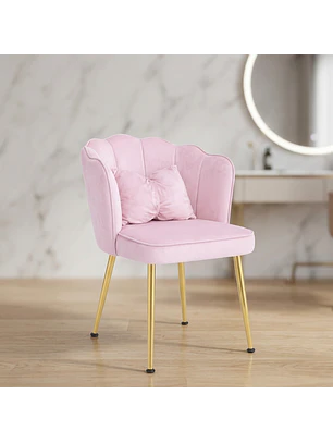 Silla Manicure Profesional  Rosa de Felpa con Cojín para Uñas y Salón de Belleza Bow Blush 