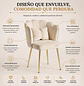 Sitial de Terciopelo Acolchado Color Beige con Patas Doradas Shell Élite Cream - Miniatura 2