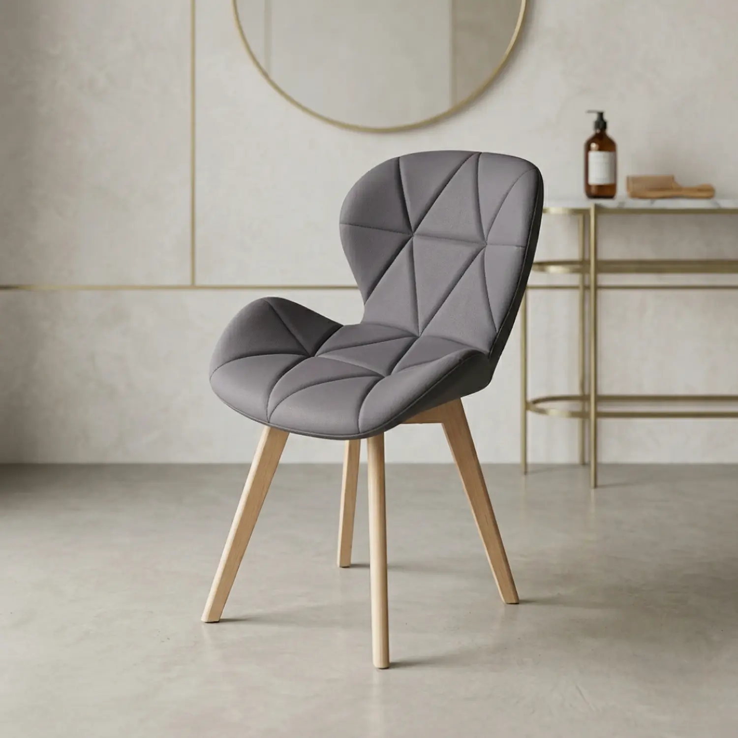Silla Fiori Felpa Radar Moderna con Patas de Madera 1