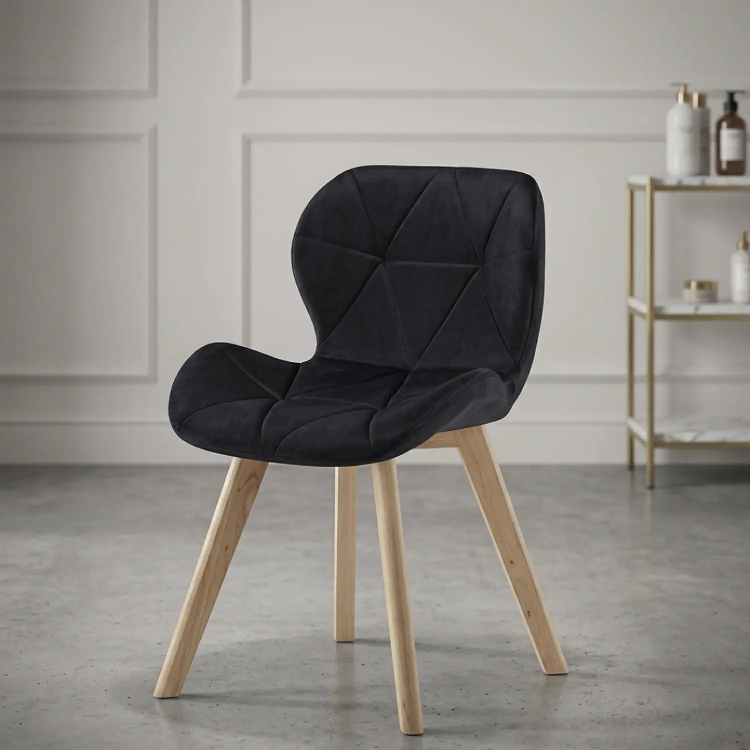 Silla Fiori Felpa Radar Moderna con Patas de Madera 5