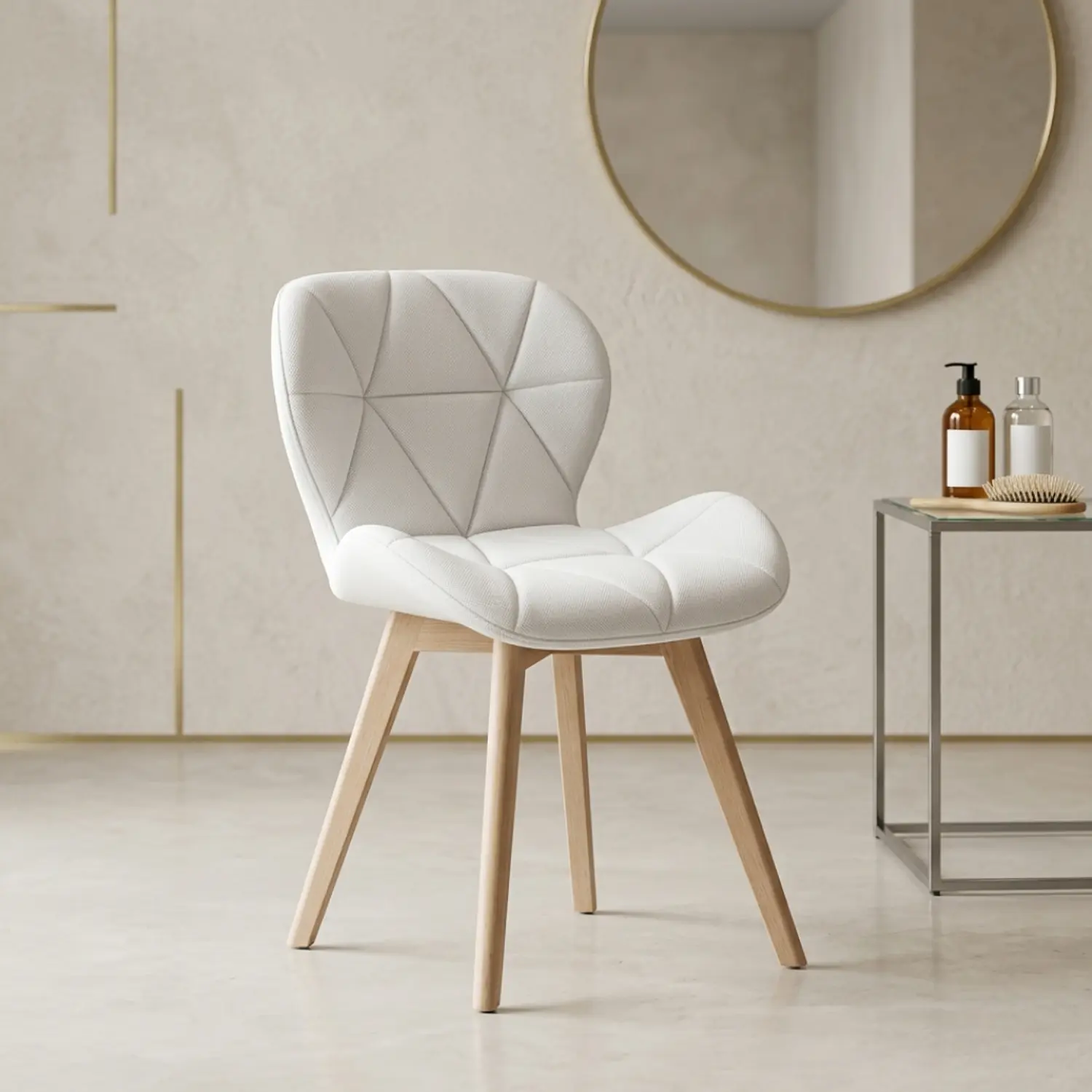 Silla Fiori Felpa Radar Moderna con Patas de Madera 8