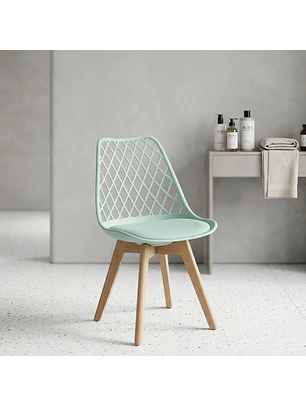 Silla Manicure Profesional Tulip de Eco Cuero con Patas de Madera para Salón de Belleza y Estética 