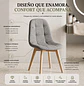 Silla Capitoné Lino Moderna con Patas de Madera Natural - Miniatura 2