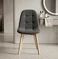 Silla Capitoné Lino Moderna con Patas de Madera Natural - Miniatura 5
