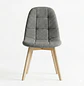 Silla Capitoné Lino Moderna con Patas de Madera Natural - Miniatura 3