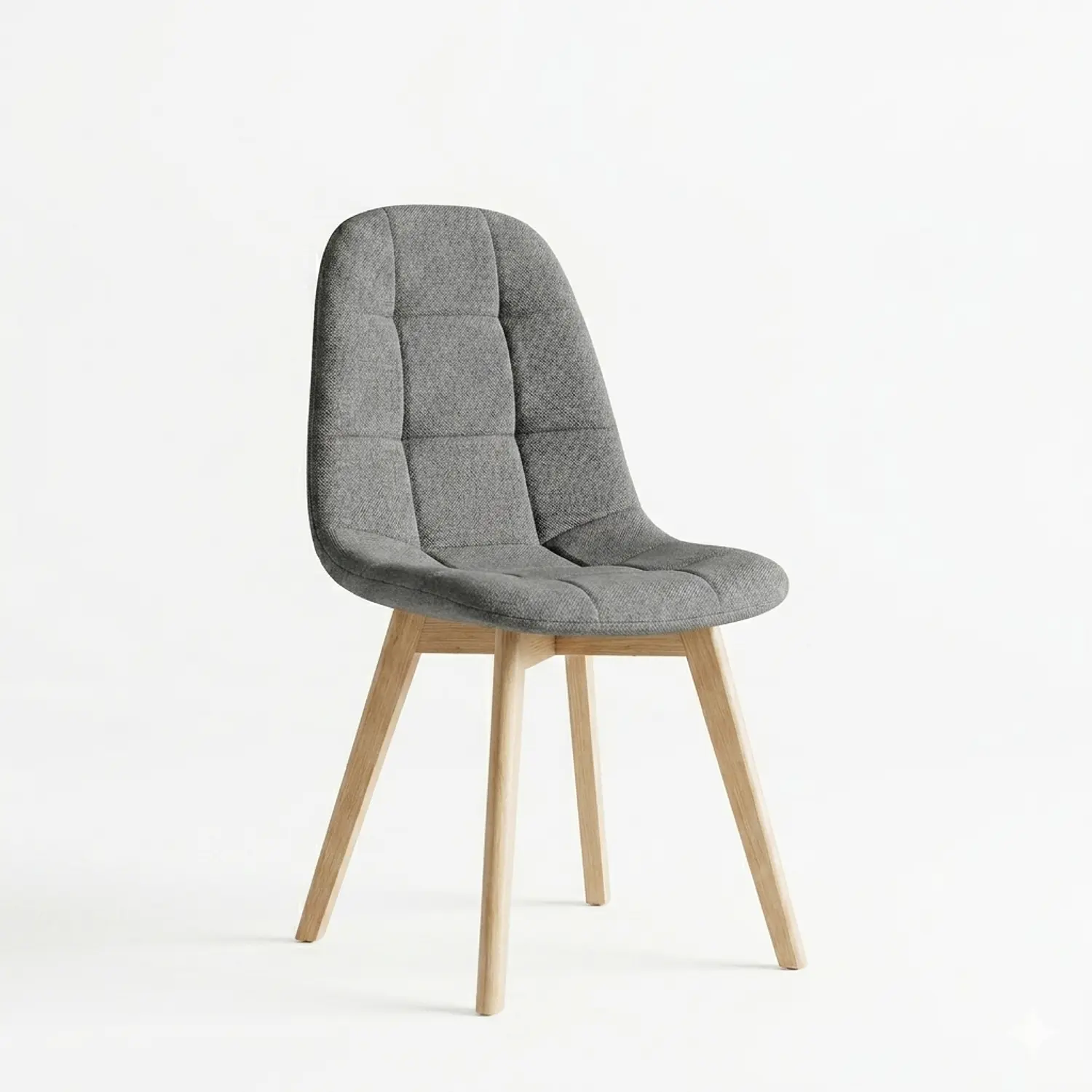 Silla Capitoné Lino Moderna con Patas de Madera Natural 4