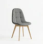 Silla Capitoné Lino Moderna con Patas de Madera Natural - Miniatura 4