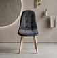 Silla Capitoné Felpa con Patas de Madera Nórdica - Miniatura 1