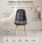 Silla Capitoné Felpa con Patas de Madera Nórdica - Miniatura 2