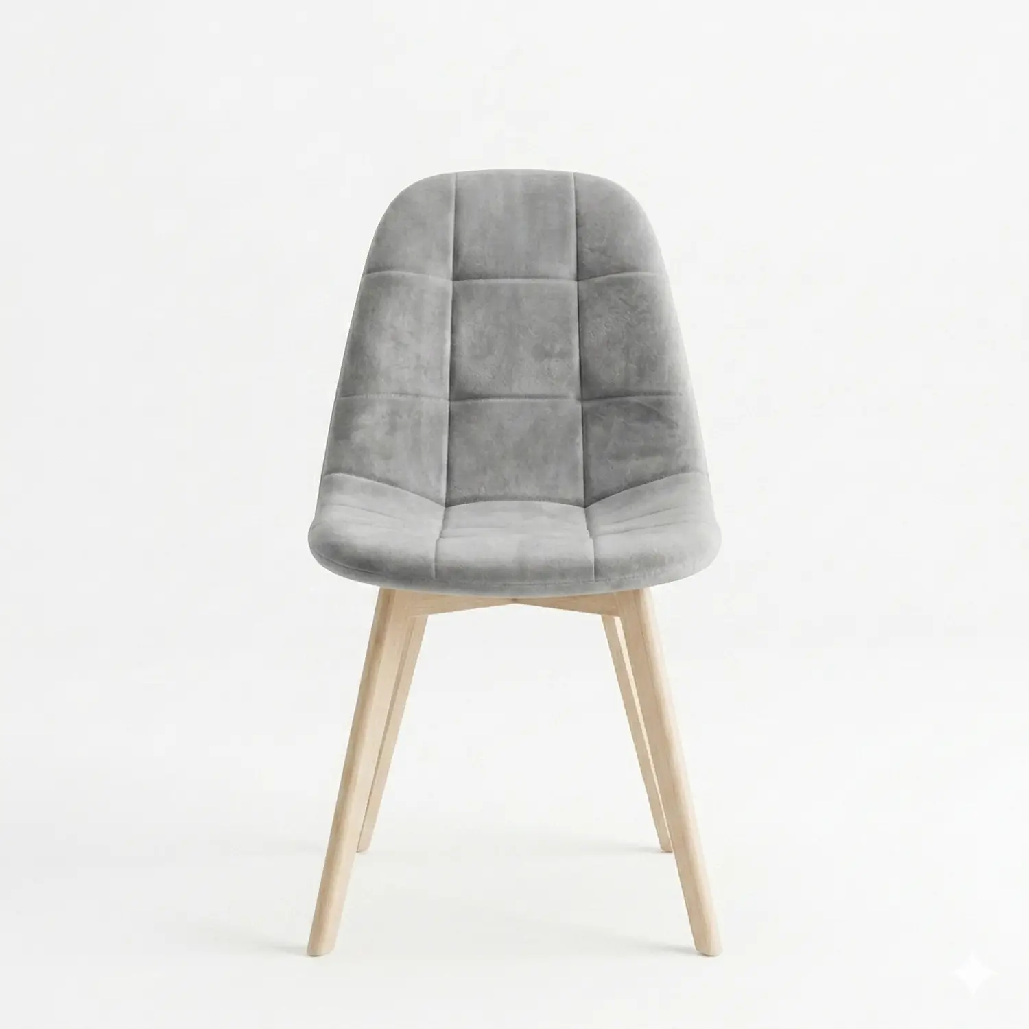Silla Capitoné Felpa con Patas de Madera Nórdica 6